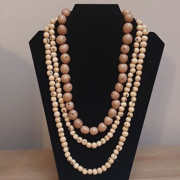 Elegant Multi-Strand Wooden Bead Necklace - Picture 1 of 5
